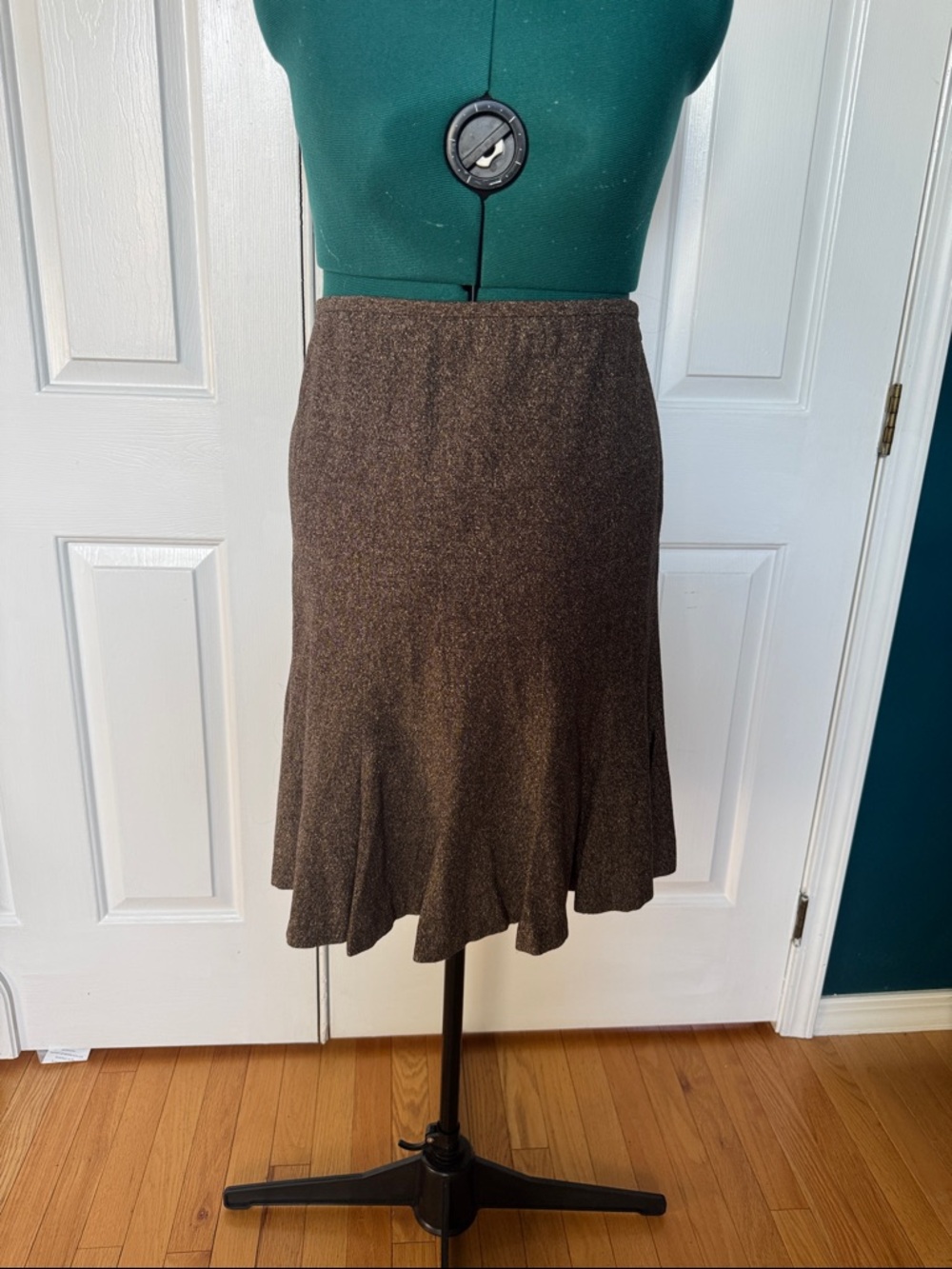 LOFT Brown Tweed Flared Skirt